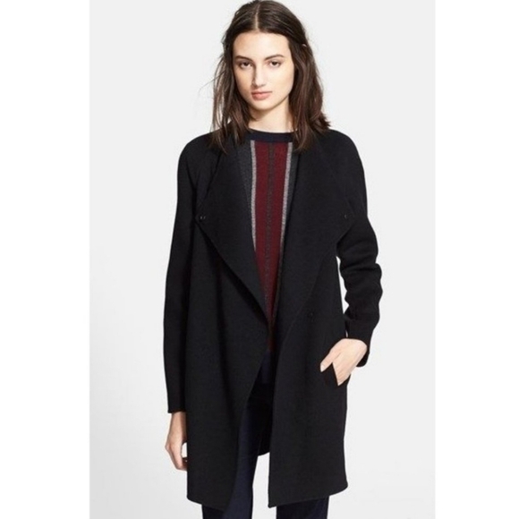 New Vince Sweater Back Drape Neck Black Coat NWT Large - Picture 4 of 16